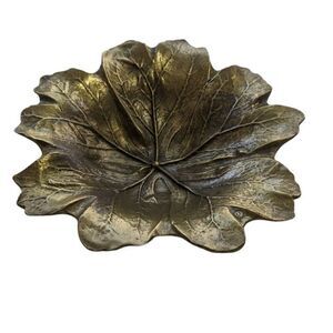 Virginia Metalcrafters 1948 May Apple Leaf Vintage Solid Brass Leaf‎ Bowl Dish